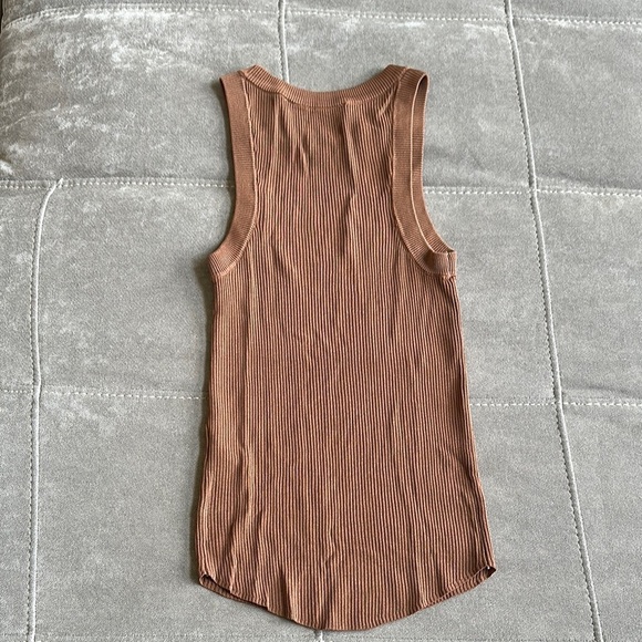 Zara Brown Ribbed Fitted Tank Top - Picture 3 of 6